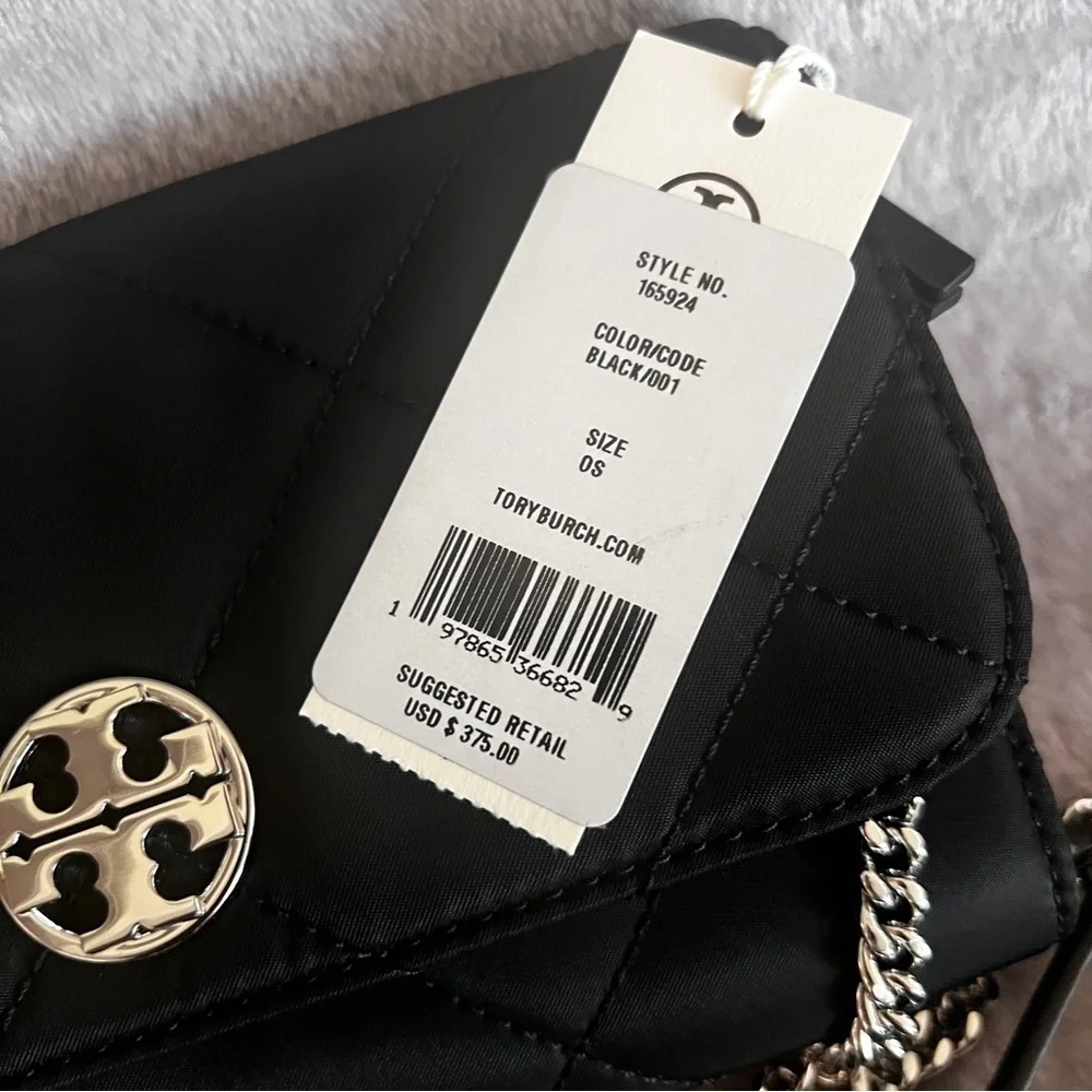 TORY BURCH• Willa Black Quilted Nylon Crossbody Bag